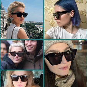 FEISEDY Vintage Square Cat Eye Sunglasses